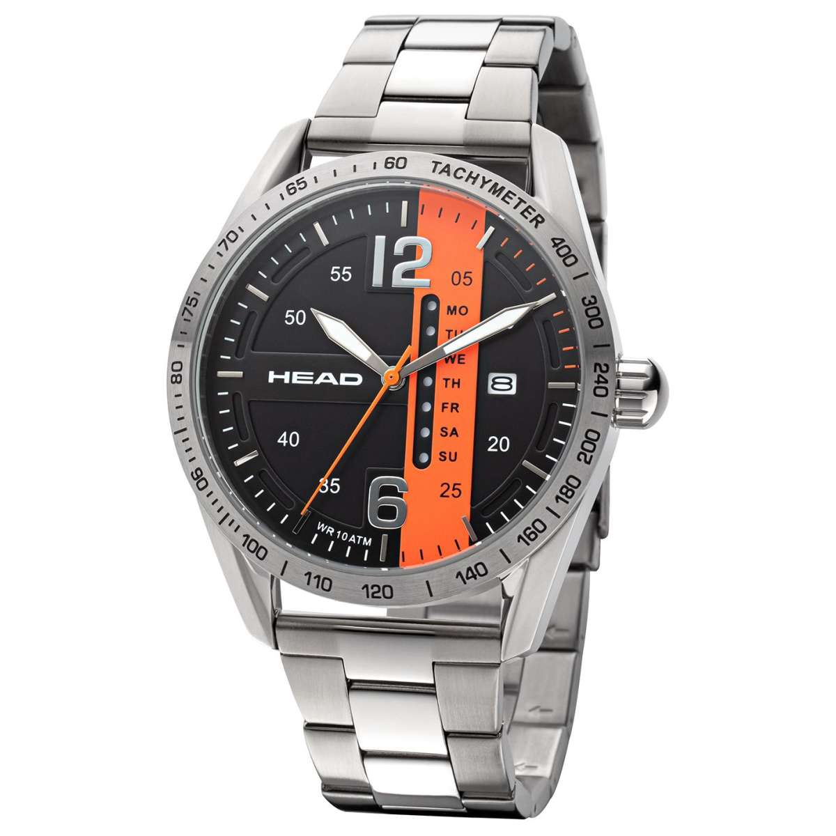 HEAD ATHENS 3 Orologio Uomo 44mm – Cinturino In Acciaio Inox, Quadrante Nero Con Giorno E Data, 10 ATM - 2